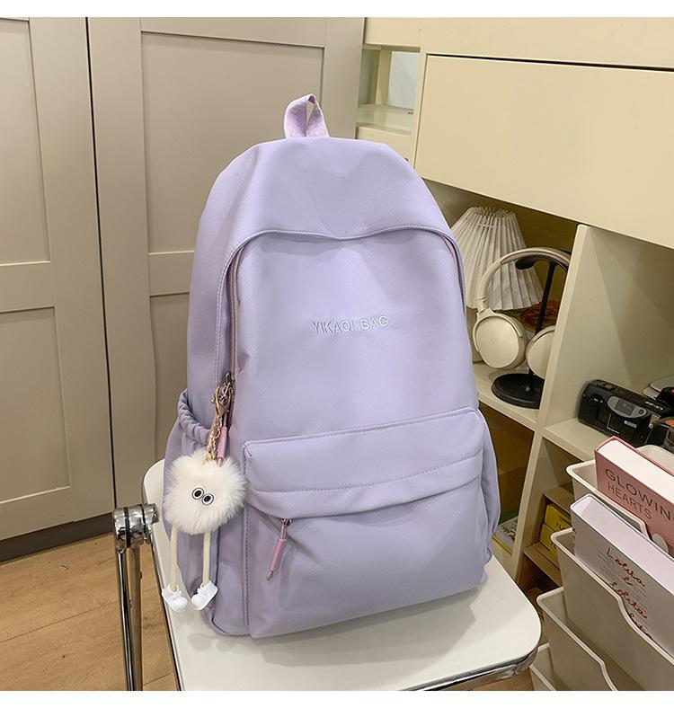 School Bag New Middle and High School Students Sweet Solid Color Large Capacity School Bag Casual Commuting Backpack Versatile Cute Simple Backpack