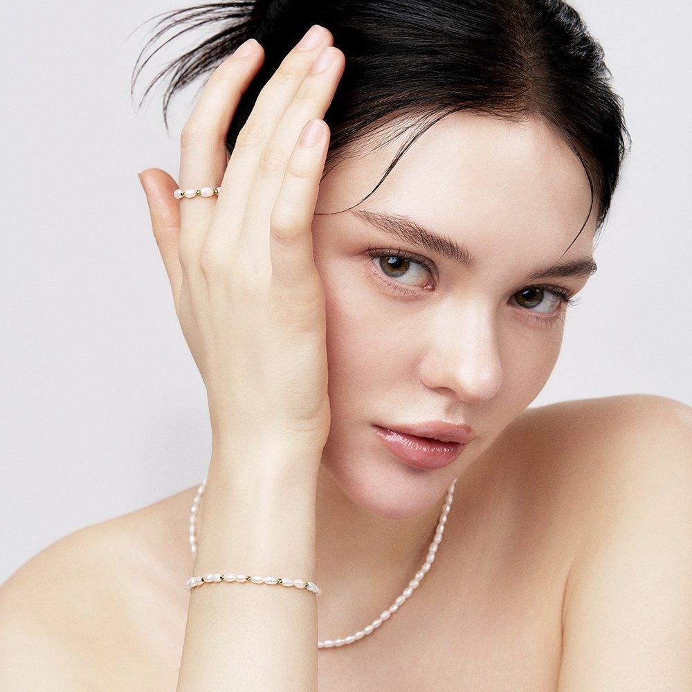 14K Blush Cut Ball Pearl Bracelet