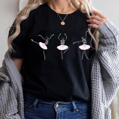 Skeleton Ballet Print Gothic TShirt Short Sleeve Retro Funny Halloween T Shirt Hippie Cute Graphic Tees Art Women Clothing