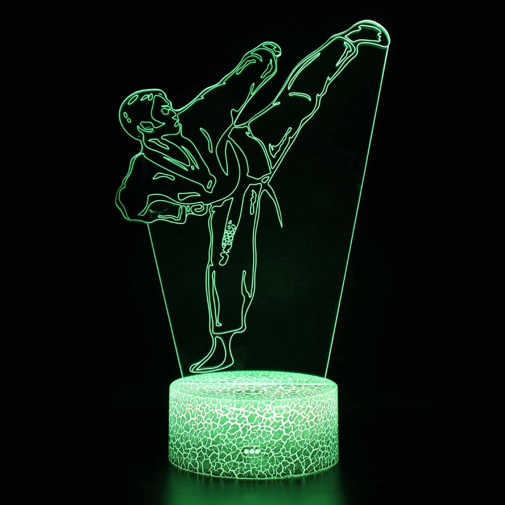 Sports Souvenir Table Lamp USB Taekwondo Bedroom Lighting Decoration Children's Gift Color Small Night Light Creative 3D LED Lig