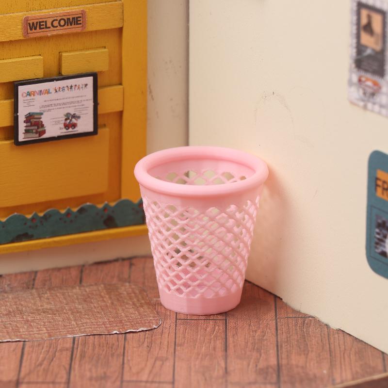 Mini 1/12 Hollowed-out Trash Can Model Dollhouse Living Furniture Decoration Dolls House Micro Scene Ornament
