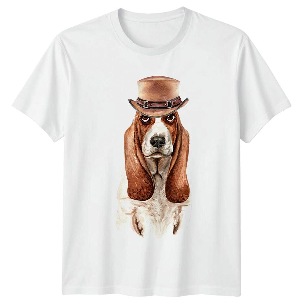 Basset Hound Dog In Hat Animals Unisexs TShirt Pet Lover Tee a S