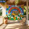 School Bus Birthday Party Banner, Bright Cartoon Polyester Backdrop for Home Room Wall