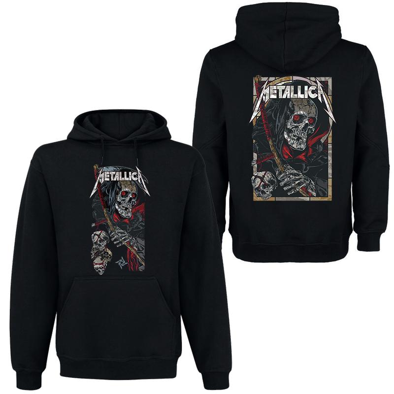 METALLICA Banda Rock Vento Sombrio Moletom Masculino Street Hip Hop Top Suéter Confortável com Capuz Outono_Inverno Personalidade Roupa Masculina