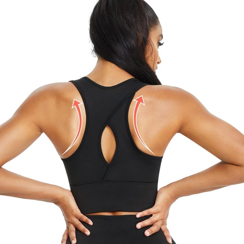 Women Front Zip Racerback Sports Bra For Yoga Fitness Comfortable Moisture Wicking