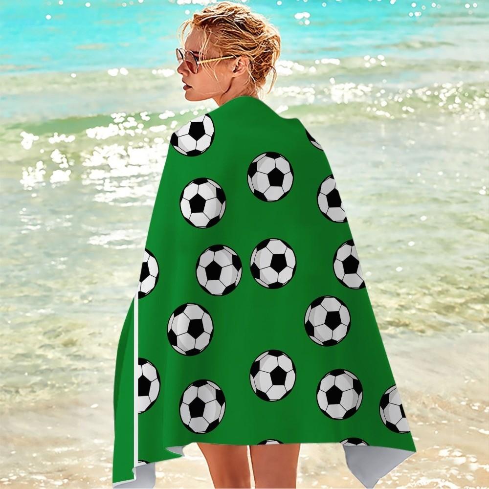 Soft Football Print Beach Towel Portable Sports Towel Comfortable Shower Towel Bathroom