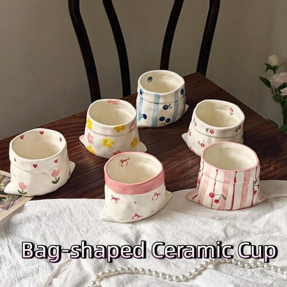 Hand-Painted Drink Cup Underglaze Color Milk Mug Bag-shaped Ceramic Coffee Cup Afternoon Tea