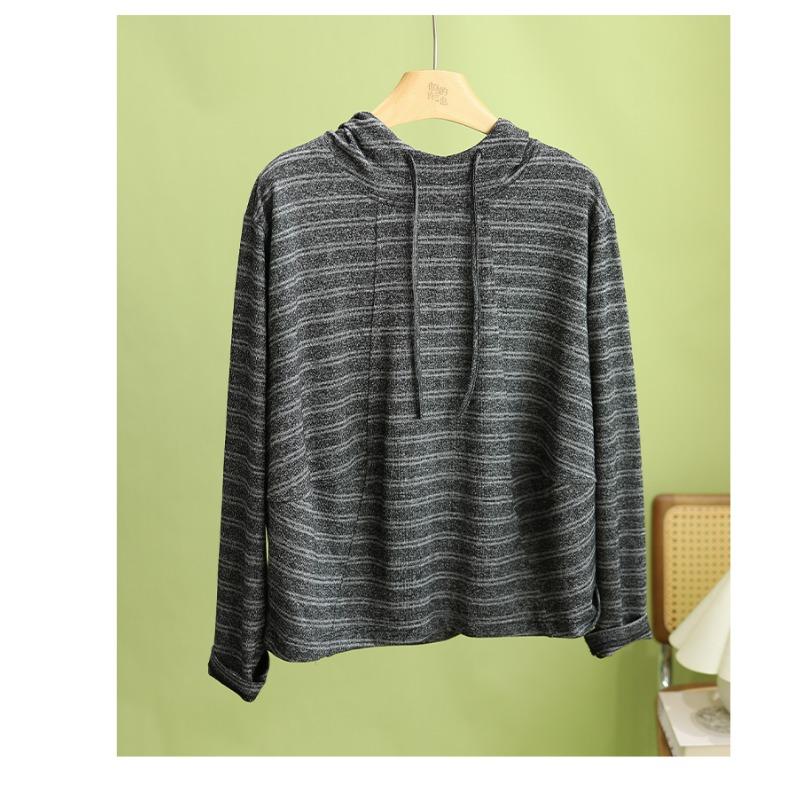 

Dimanaf Худи больших размеров 2025 Осень Однотонная Шапка Черная футболка Женская С длинным рукавом Свободные Топы Футболки One Size