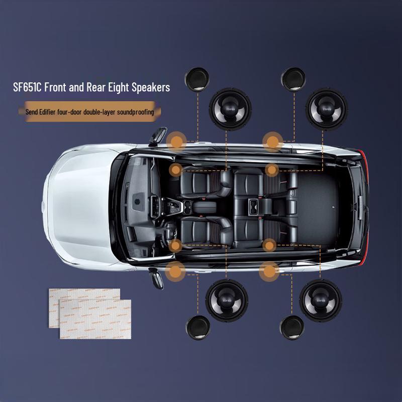 Edifier SF651C Car Audio 8-Speaker Upgrade Kit with Soundproofing CN plug (adapter included)