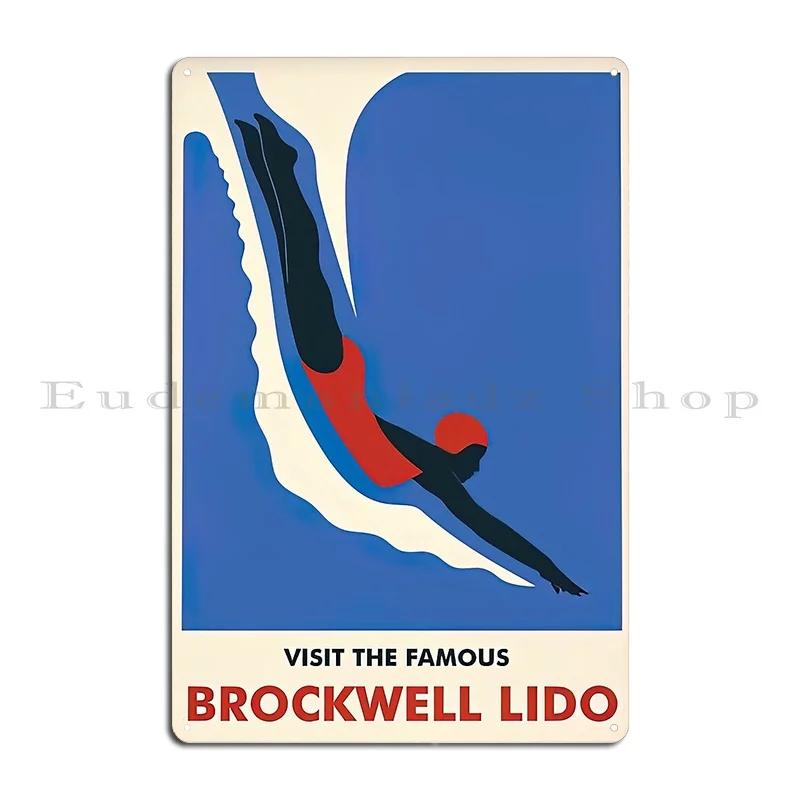 Brockwell Lido Vintage Travel Metal Signs Classic Create Wall Cave Plaques Plaques Tin Sign Poster 20x30cm(7.8x11.8inch)
