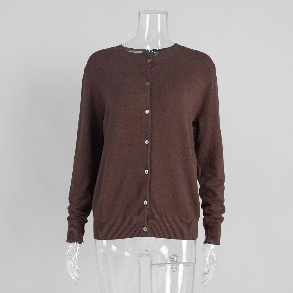 European-American High Neck Knit Sweater Cardigan Set for Spring/Autumn 2026 - Women's Long Sleeve Top + Cardigan