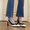 New Women's Retro Round Toe Elegant High Heels Ladies Cross Straps Shallow Party Dress Shoes Women Pumps Zapatos De Mujer