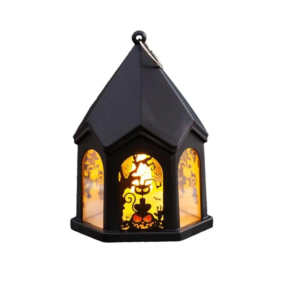 Luminous Halloween Castle Handheld Lantern Mini Candle Wind Lantern  Party Supplies