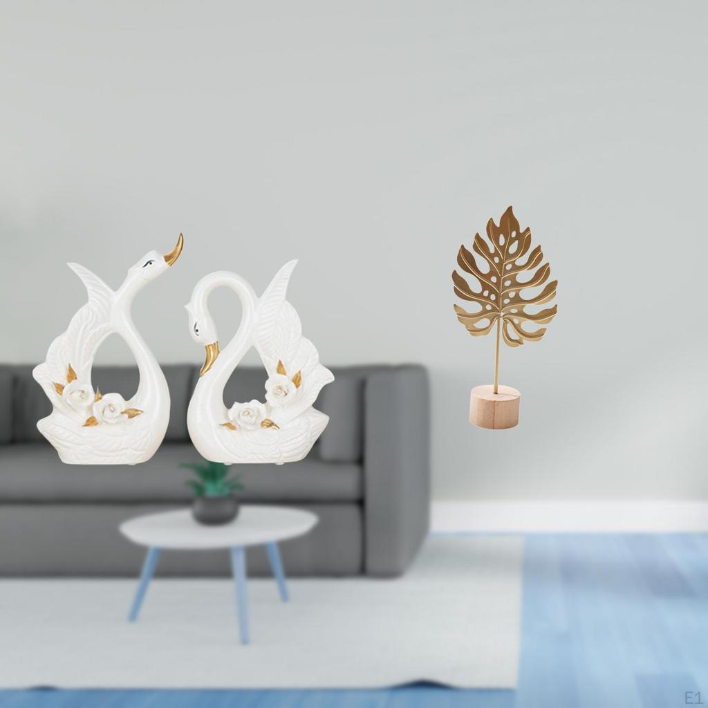 Elegant Swan Ceramic And Metal Animal Sculpture Figurine Creative Nordic Abstract Ornament for
