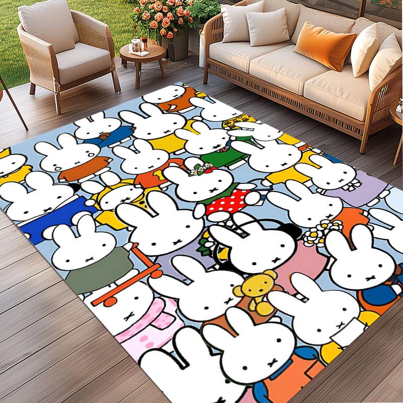 Miffy Print Rug, Washable Floor Carpet, For Entryway Dorm Laundry Room Office Study, Home Decor Birthday Christmas Gift