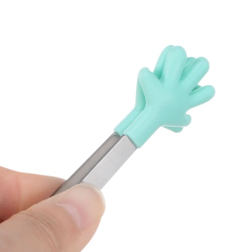 uxcell Mini Food Tongs, 5.67" Hand-Shaped Stainless Steel with Silicone Tips, Small Cooking Tongs, Kitchen Food Tongs, Serving Tongs for Cooking, Gril