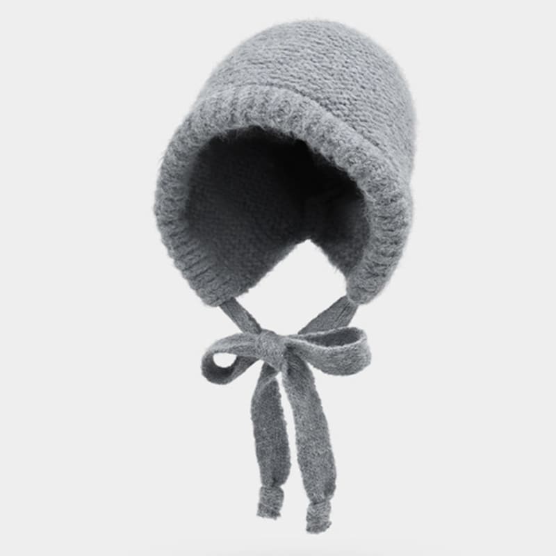 

LOOKING4U Plain Two-Way Knit Bonnet Hat in Gray GRAY