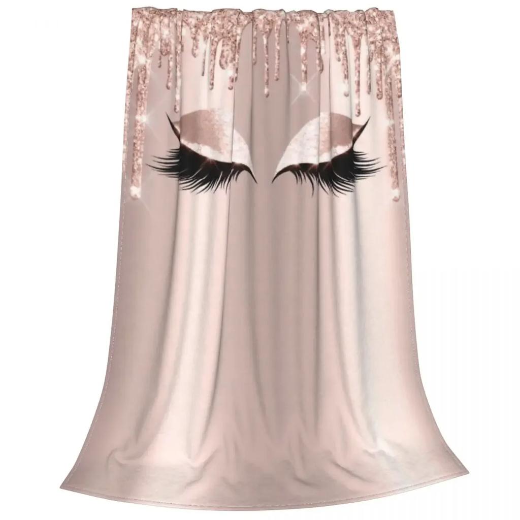 Cute Closed Eyes Plush Blanket Cartoon Beauty Eyelash Funny Throw Blanket Flannel Warm Soft for Home Hotel Sofa 125*100cm