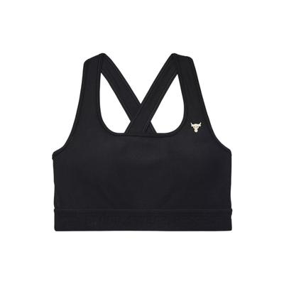 Project Rock Solid Letter Print Medium Support Training Sports Bra Women Underwear Black 1366004-001