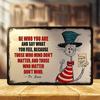 "Be Who You Are" Dr. Seuss-Inspired Aluminum Sign -  Vintage Motivational Wall Art with Illustration, Rustic Metal