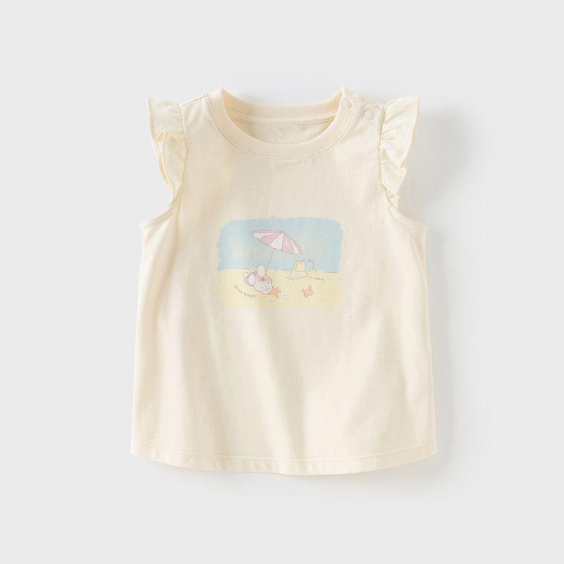 David Bella Girls  Pure Cotton T-Shirt Baby Stylish Base Shirt 2026 New Summer Children s Top Children s Clothing Creamy Yellow [Ready in Stock] 100