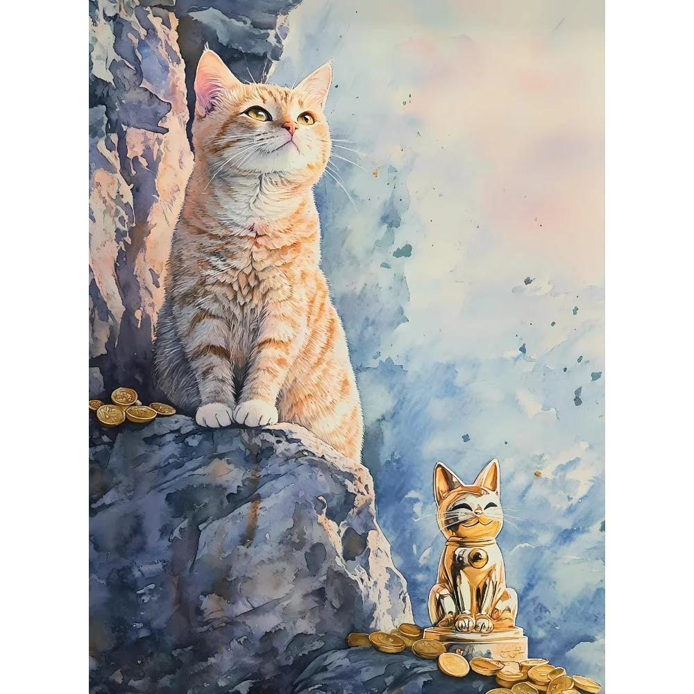 Canvas  Japanese Black Cat Bathing Moon Lucky Cartoon Illustration Retro Poster Wall Art Pictures Home Decor Wall Decor