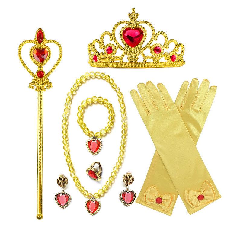 Children'S Accessories Set Love Snowflake Crown Magic Wand Princess Necklace Gloves