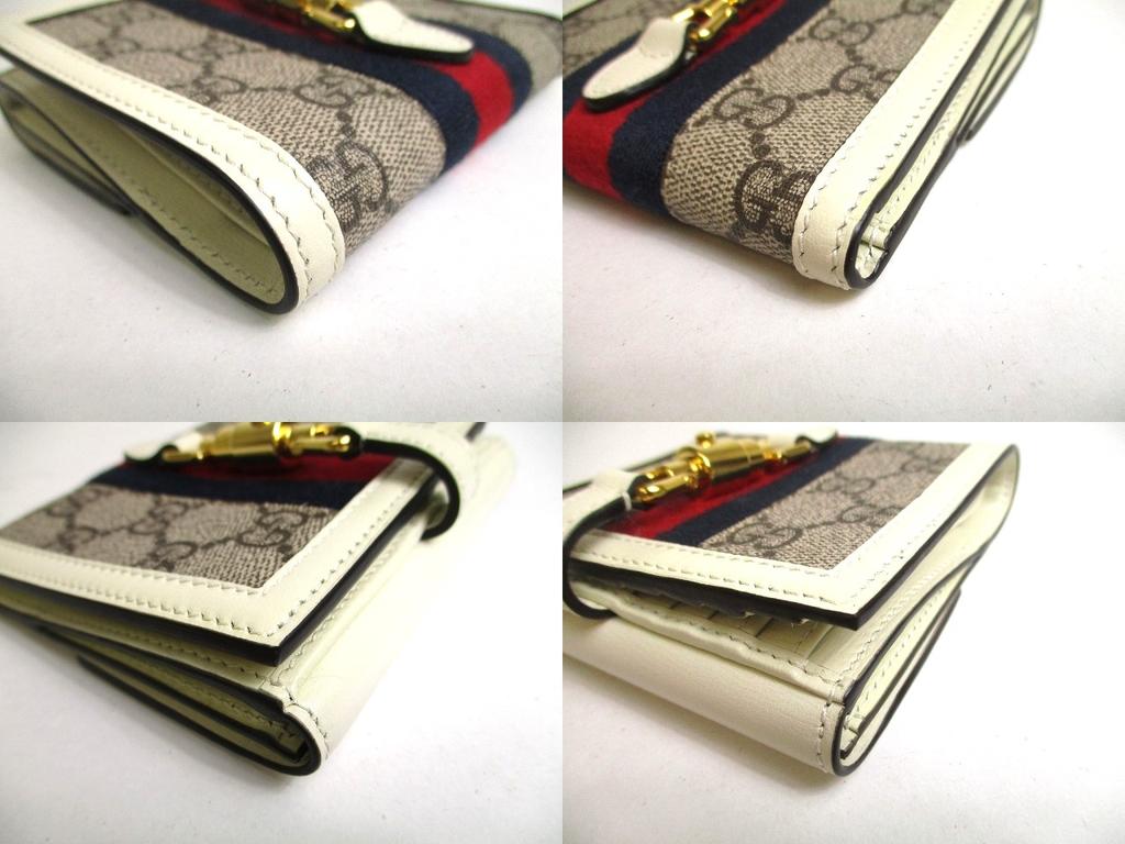 Authentic GUCCI GG Jackie 1961 White Leather Bifold Wallet Compact Wallet #a484  Open Box
