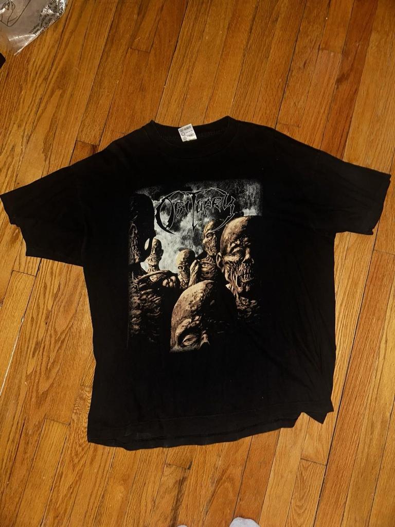 Vintage Obituary Back From The Dead XL T-Shirt 1997 Blue Grape