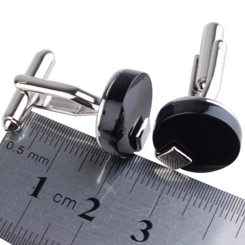 Pair Of Fashionable Men Round Shaped Cufflinks Office Meeting Events Anniversary Supplies Black