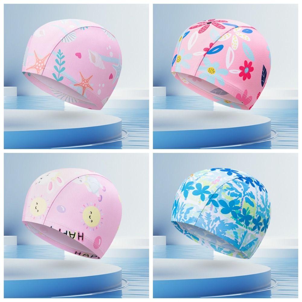 Hohe Elastizität Badekappe Polyester Kinder Badekappe Bequeme Schwimmkappe Mädchen