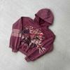 American Graffiti Print Zip Up Hoodie Loose Fit Casual Sweatshirt Young Adults
