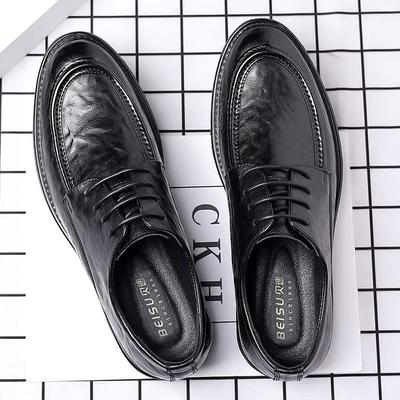 Zapatos de piel para hombre con efecto rasgado a mano: estilo informal de negocios para primavera y otoño, bodas y trabajo.