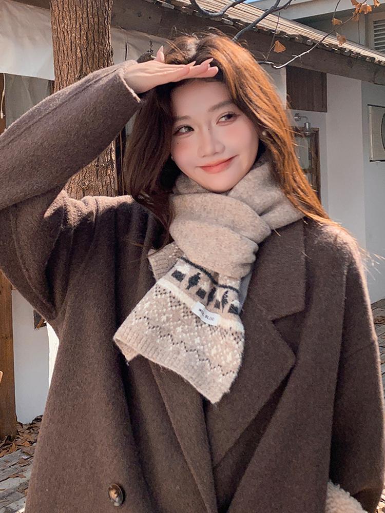 Retro Red Green Print Fashion Winter Women Knit Scarf Headscarf Casual Preppy Scarve Lady Mujer Wrap Shawl Korean New Christmas