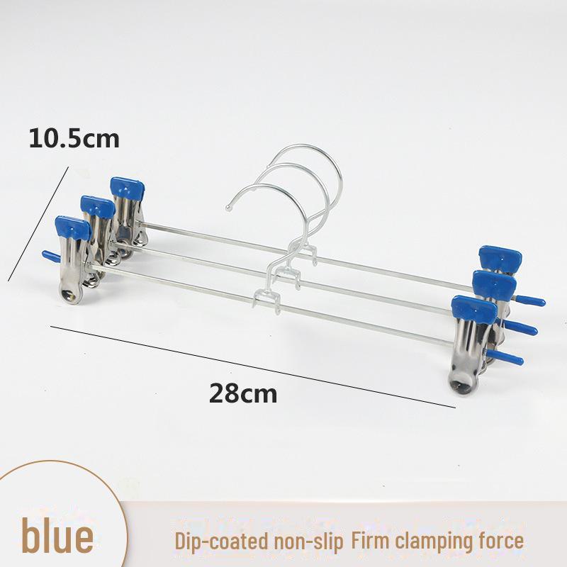 Traceless Non-Slip Trousers Rack: Stainless Steel Clothes Hanger with Skirt Clips for Home Storage & Drying.