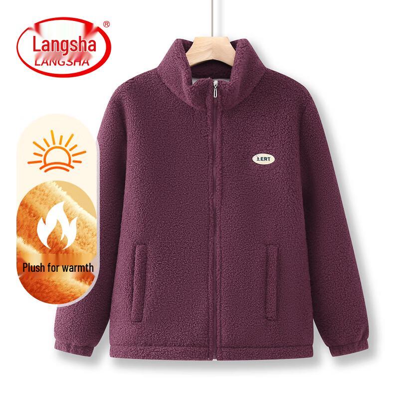 LangSha Women s Plus Velvet Stand Collar Warm Jacket 3XL
