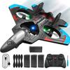 Remote Control Foam Jet Fighter Stunt Plane with LED Lights Perfect for Kids and Teens Ages 6-14