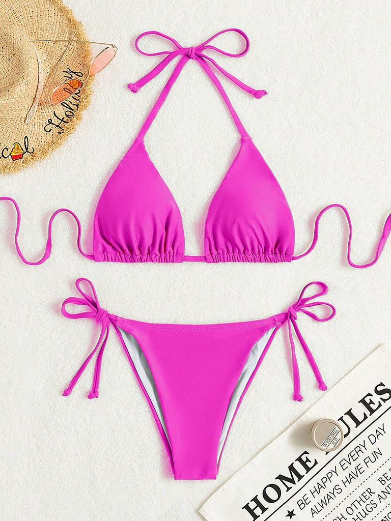 New multi-color neck strap hot spring bikini sexy split swimsuit