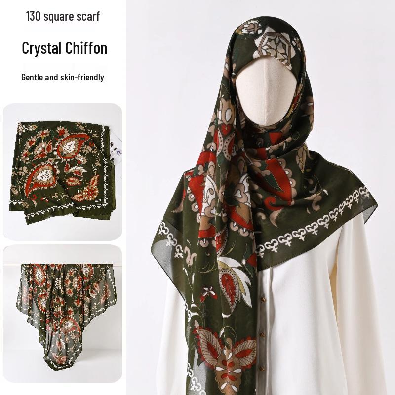 Damenmode 130x130 Seidenähnlicher Gaze Quadratischer Schal Stola - High-End, Leichtgewicht, Langer Schal