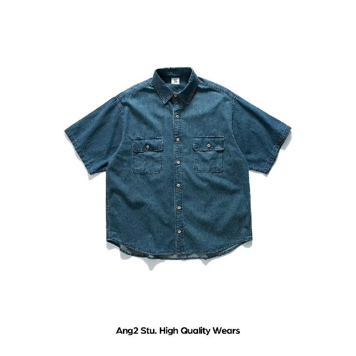 Short Sleeved Shirt Men'S Summer Japanese Retro Loose Casual Five Quarter Sleeved Shirt Trendy Brand Shirt Jacket