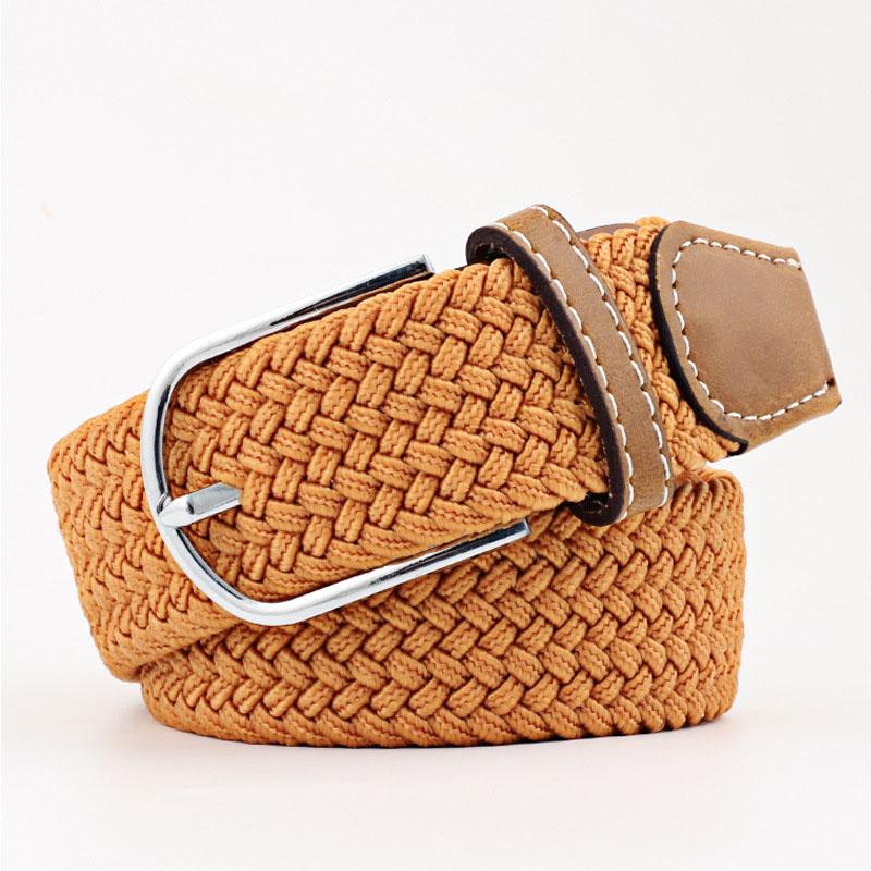 Unisex Elastic Solid Knitted Canvas Belt Decoration Women Men Pin Buckle Strap Clothing Accessories