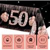 Eiurteao 3Pcs 50th Birthday Tablecloth Decorations for Women, Rose Gold Happy 50 Birthday Theme Table Cover Party Supplies, Black Rose Gold Fifty