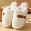 Simple solid color cotton slippers women's autumn and winter home use warm and non-slip couple's premium plush slippers men's