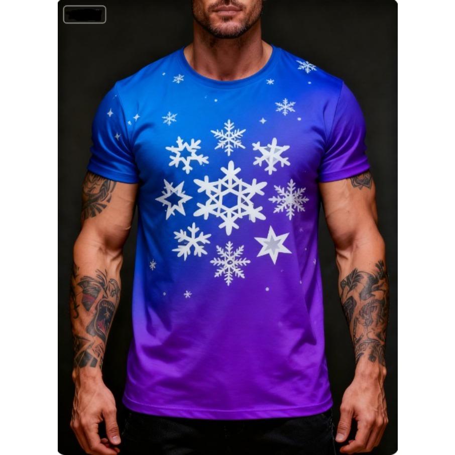 Weihnachtsbaum Herren Casual 3D Druck Locker Rundhals Kurzarm T-Shirt Top