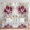 Set Of 2 Elegant Swan Floral Print Curtains Ideal Living Room Kitchen Bedroom Study Hotel Dining Home Decor Curtain For Made Polyester