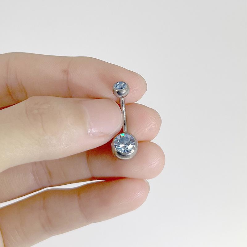 Titane G23 14G Anneau de nombril double zircon Bijoux de piercing
