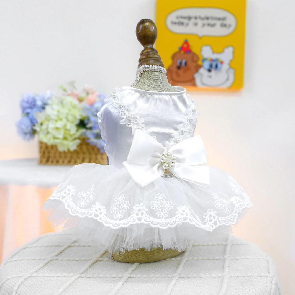 Princess Style Cat Princess Dresses Pretty Puppy Wedding Skirt Dog Lace Skirt  Pet Costumes