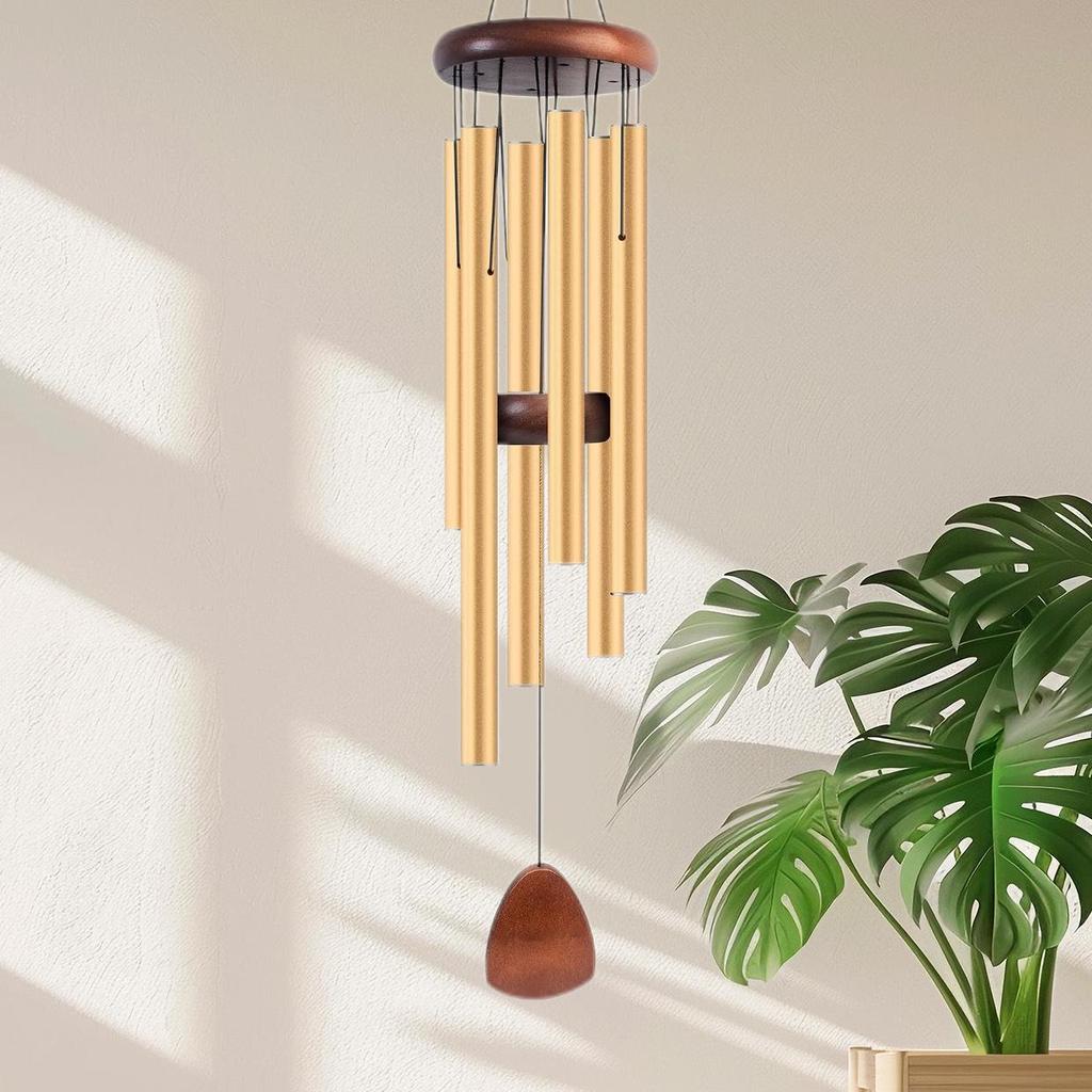 37-inch Retro Six-tube Aluminum Wind Chime Pendant - Home Decor Three-color Wall Hanging Ornament