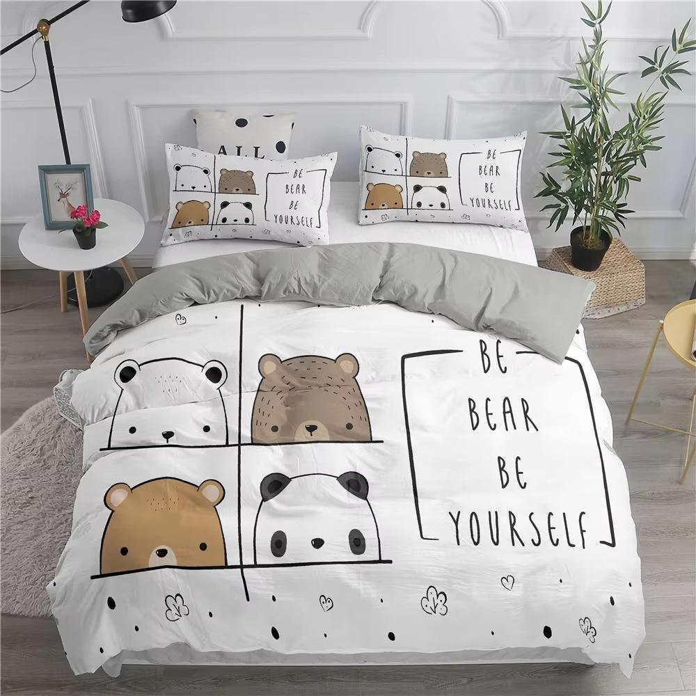 Cartoon Cat Down Comforter Set Bedding Set 3-piece Duvet Cover Set