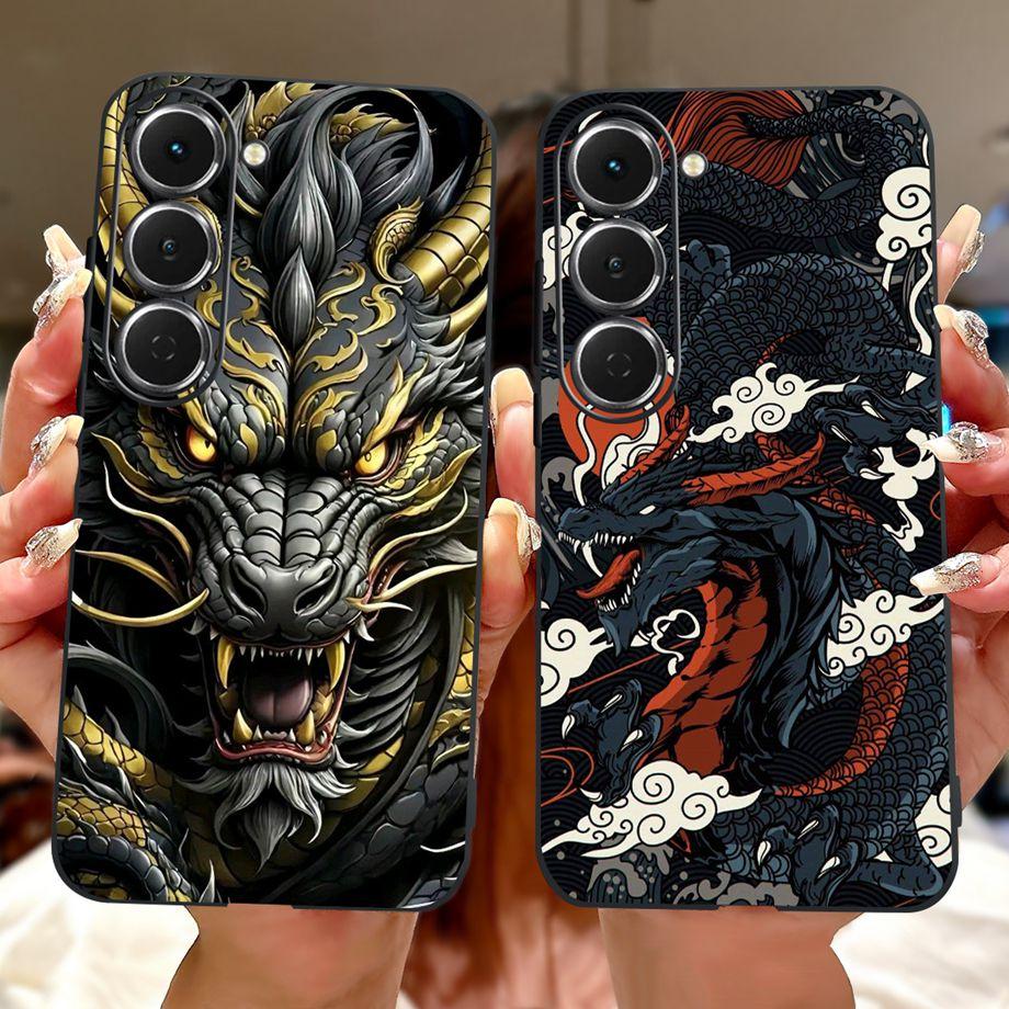Soft Slim Silicone Cover For Tecno Spark 40 Pro Pro+ KM6 KM7 Funda Cat Rose Flower Dragon Fashion Pattern Shockproof Bumper Capa